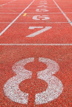 Part of the starting lane of a race track