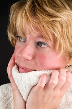 Beautiful girl wearing a warm sweater, it's getting colder.