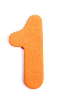 The digit one in foam.