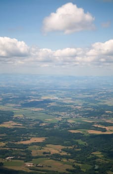 Beautiful france scenery from above, taking out of an airplane