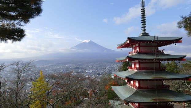 The Beautiful of Mt. Fuji with fall colors in Japan