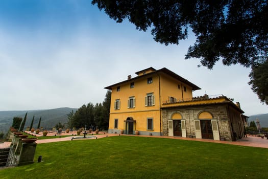 Panoramic view of an old Tuscan villa