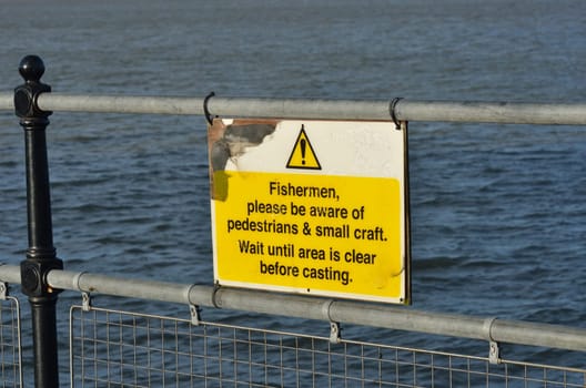 Fisherman warning sign
