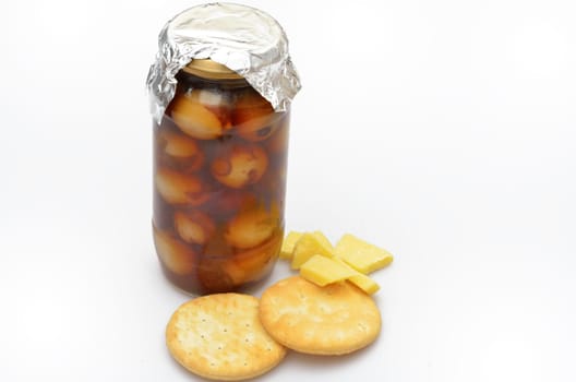 Pickled onions cheese and biscuits