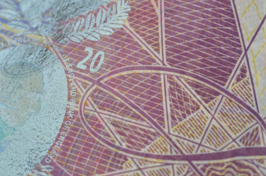 Bank note in extreme close up