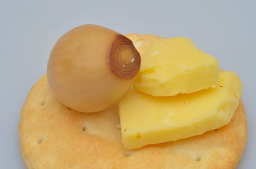 cheese onion biscuit close up