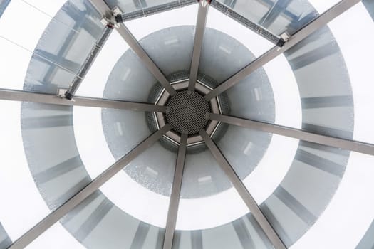Glass dome,glass roof sweeping modern architecture..