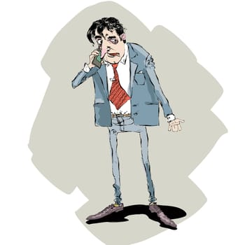 a businessman talking on the phone. New technologies. Vector color illustration