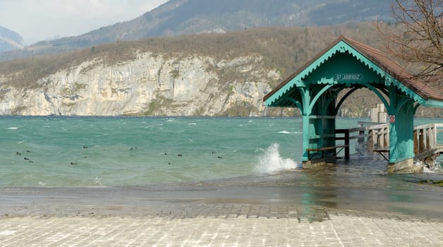 the Annecy lake, boat landing stage in Saint-Jorioz