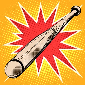 Wood baseball bat retro sports pop art retro style. Sports equipment. Sports vector basketball team sports