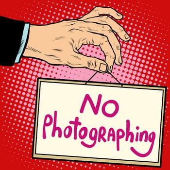 Hand sign no photorgaphing pop art retro style. Lettering plate name text input.