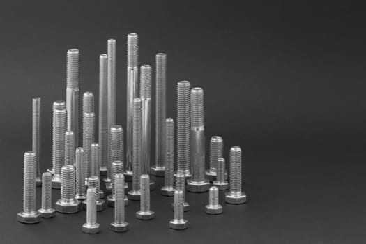 A group of stainless bolts