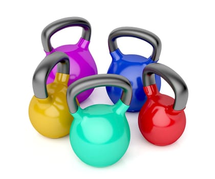 Kettlebells of different size on white background