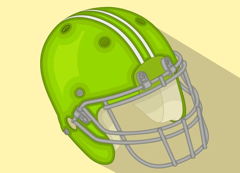 American Football Helmet isometric flat vector 3d illustration. American football helmet, football sport icon with long shadow. football flat design. Green vector football helmet.