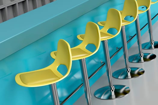 Row of modern bar stools at the bar