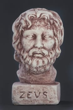 Face of the divine Zeus also called God's daytime sky represented on a dark background