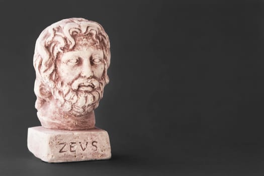 Face of the divine Zeus also called God's daytime sky represented on a dark background