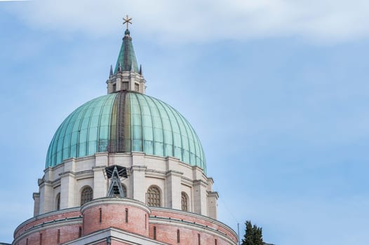 The architecture of the Church War Memorial in Udine Italy. Copy space.