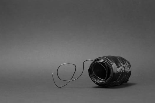 close up of wire isolated on gray background