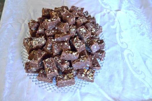 Homemade fudge candy made for the holiday.