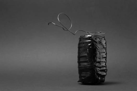 close up of wire isolated on gray background