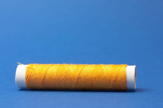 Cotton fabric yellow on blue background