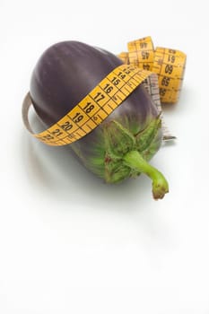 Fresh Ripe eggplant isolated on white background to understand a concept of healthy eating
