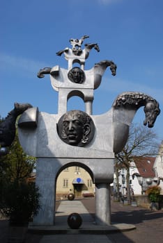 Tower of Grey Horses Bietigheim Bissingen Baden Würtemberg Metal Modern Sculpture Metal Sculpture Crafts Jürgen Goertz Hillerplatz 74321