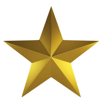 Golden star. 3d illustration isolated on white background