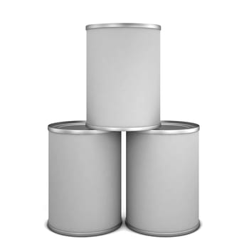 Tin cans. 3d illustration isolated on white background