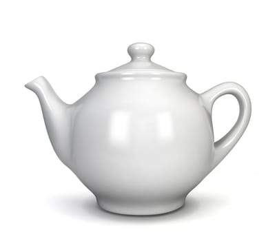 White teapot. 3d illustration isolated on white background
