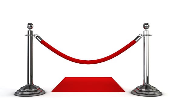 Red carpet. 3d illustration isolated on white background