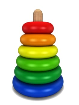Toy pyramid. 3d illustration isolated on white background