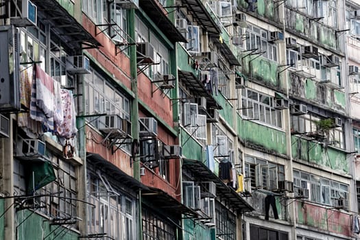 Old apartments in Hong Kong at day