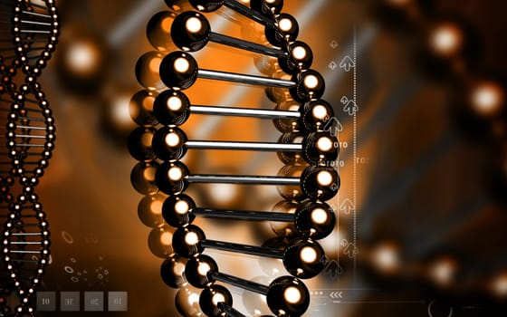Digital illustration DNA structure in colour background