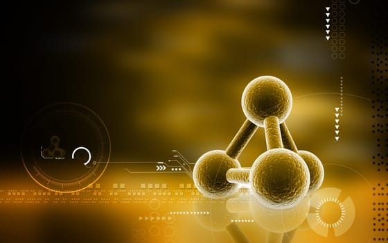 Digital illustration of molecules in colour background