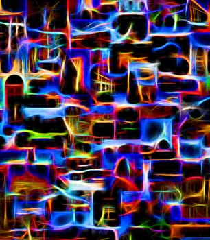 Digital manipulated image of an collage with neon effect.