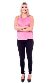 Charming beautiful lady with folded arms