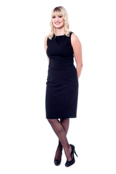 Full length studio shot of gorgeous lady