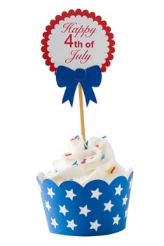 Cupcake to celebrate July th isolated on white