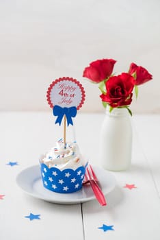 Cupcake on a plate to celebrate July th