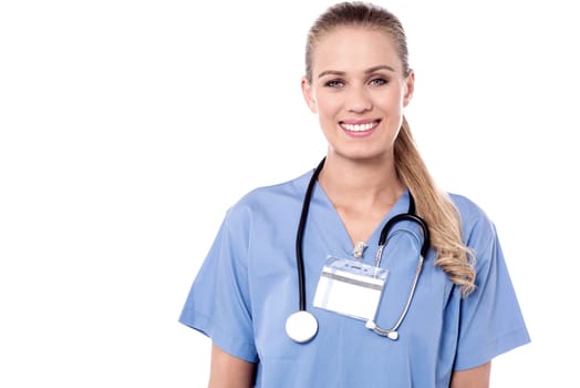 Cheerful doctor with stethoscope