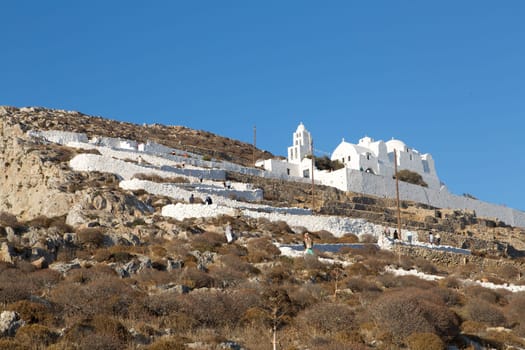 The church at the top of the hill in Chora, Folegandros