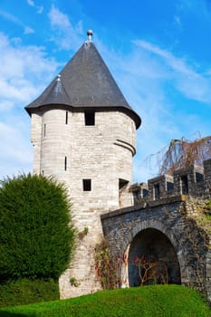 old tower at the medieval city wall in Maastricht, The Netherlands
