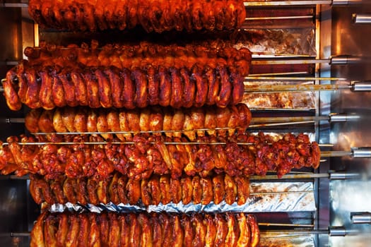 grilled chicken wings at a barbecue stand