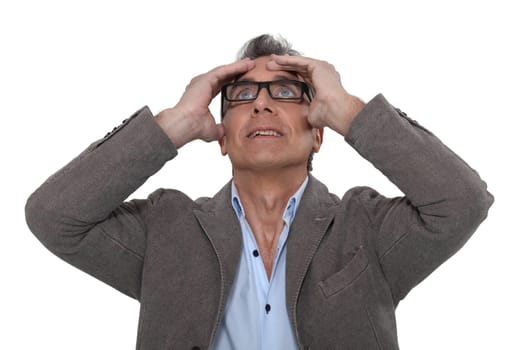 Man looking at an airplane