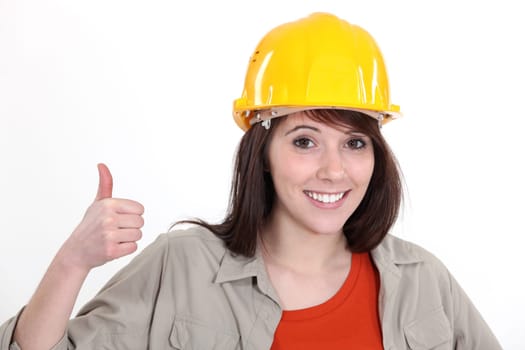 Positive female builder