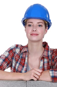 Happy female construction worker