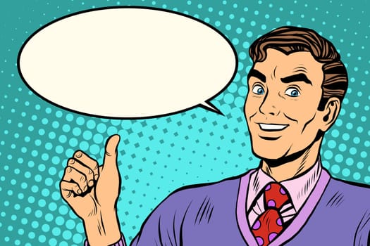 man like retro vector illustration pop art retro style. Approval well