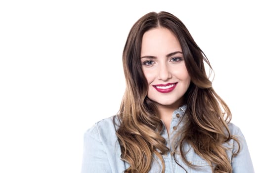 Portrait of casual young woman with trendy hair style.